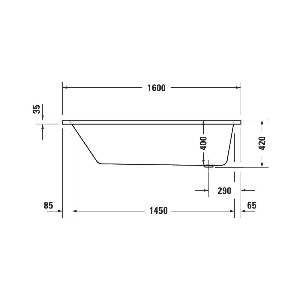 Duravit No.1 Whirlwanne Rechteckig, Einbau, 700x1600x420mm Jet Project, 1 Rück... DURAVIT-760488000JP1000 4063382185617 (Abb. 2)