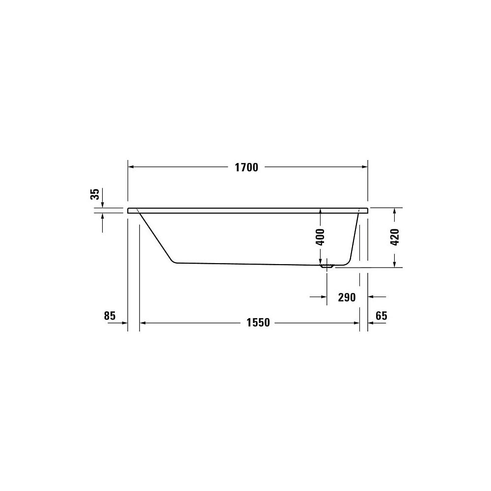 Duravit No.1 Whirlwanne Rechteckig, Einbau, 700x1700x420mm Jet Project, 1 Rück... DURAVIT-760489000JP1000 4063382185624 (Abb. 3)