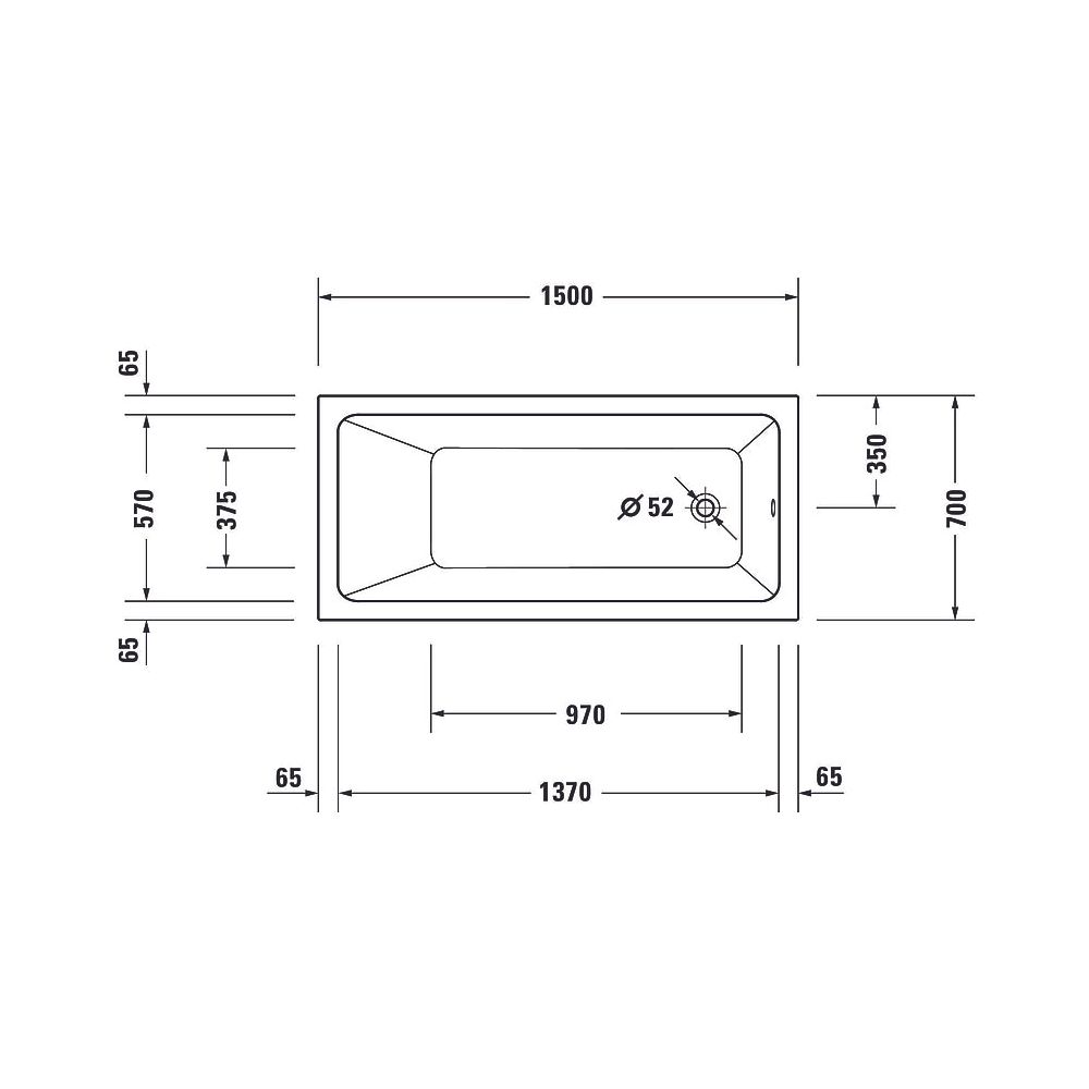 Duravit No.1 Whirlwanne Rechteckig, Einbau, 700x1500x420mm Jet Project, 1 Rück... DURAVIT-760487000JP1000 4063382185600 (Abb. 3)