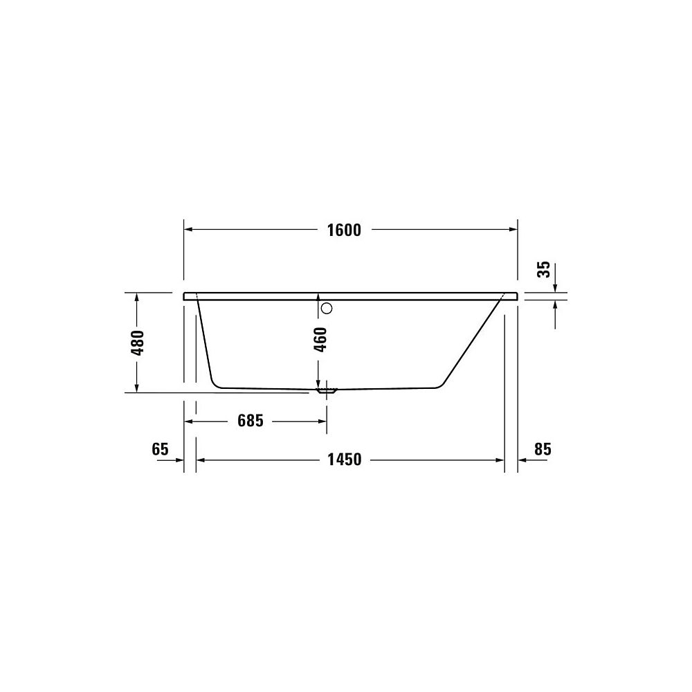 Duravit No.1 Badewanne 480x850x1600mm, 140l, Weiß glänzend, Trapezförmig, Einb... DURAVIT-700507000000000 4063382185518 (Abb. 3)