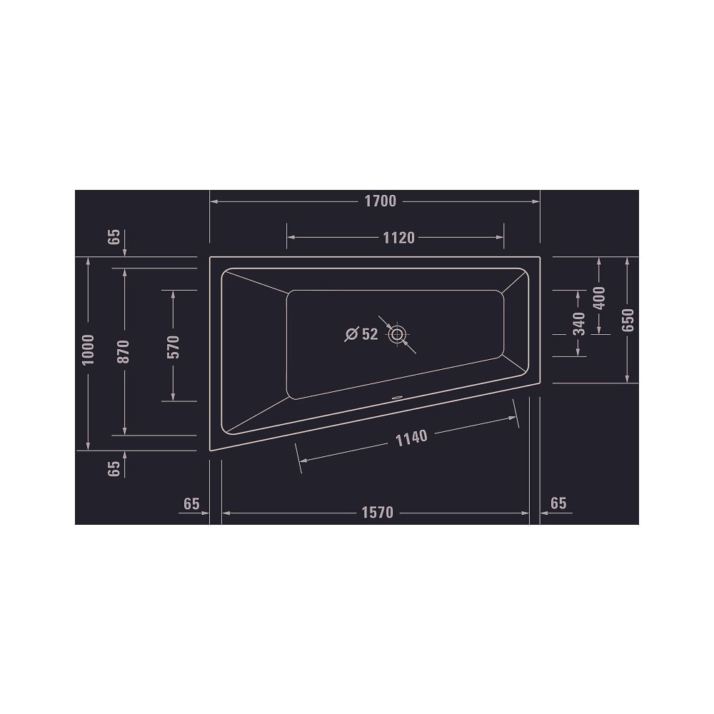 Duravit No.1 Badewanne 480x1000x1700mm, 210l, Weiß glänzend, Trapezförmig, Ei... DURAVIT-700508000000000 4063382185525 (Abb. 11)