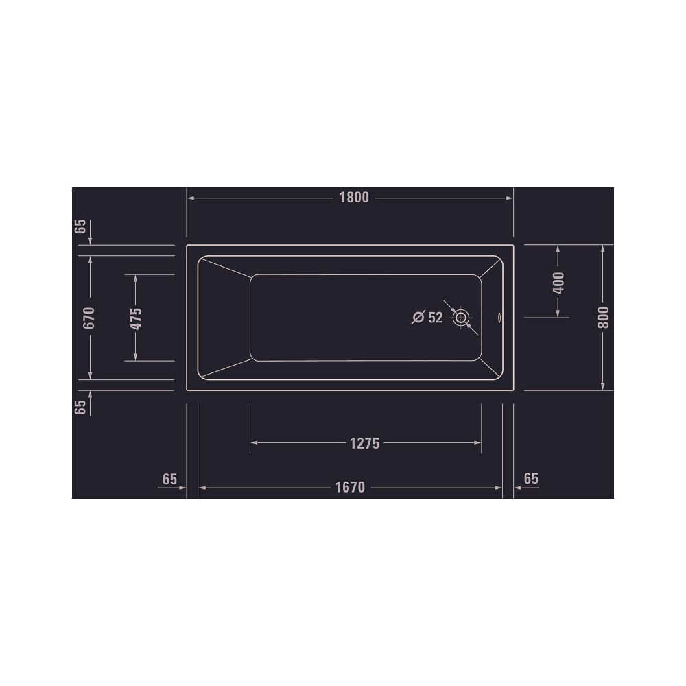 Duravit No.1 Badewanne 400x800x1800mm, 180l, Weiß glänzend, Rechteckig, Einbau... DURAVIT-700491000000000 4063382185402 (Abb. 9)