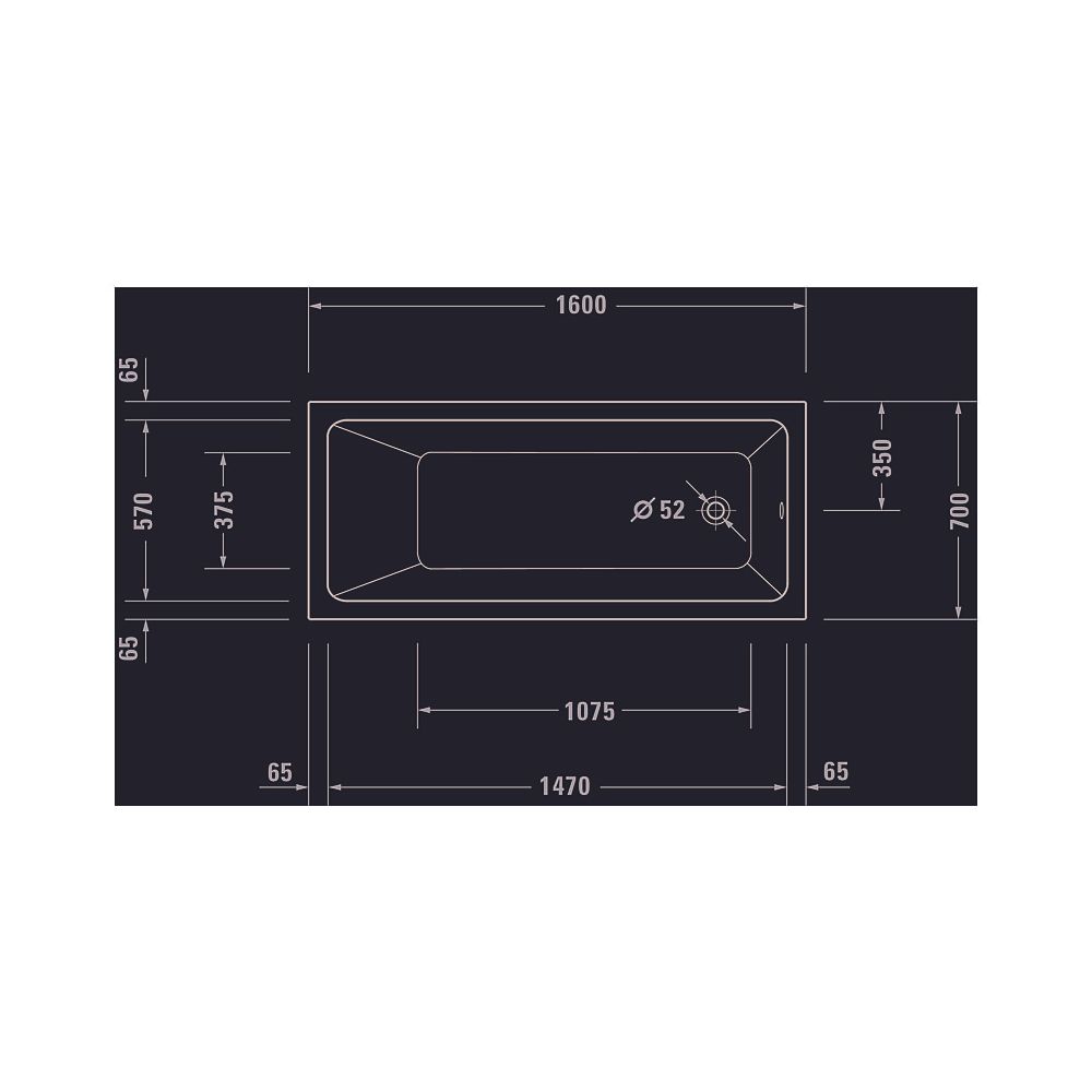 Duravit No.1 Whirlwanne Rechteckig, Einbau, 700x1600x420mm Jet Project, 1 Rück... DURAVIT-760488000JP1000 4063382185617 (Abb. 4)