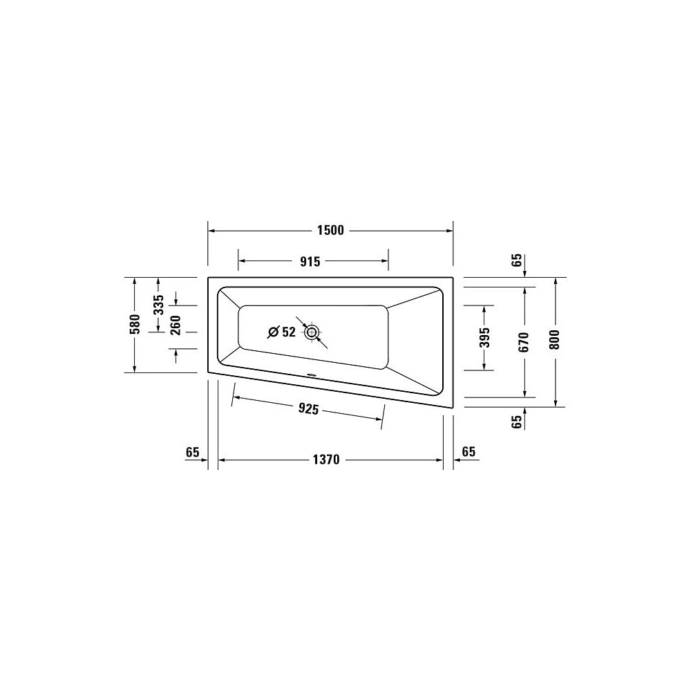 Duravit No.1 Whirlwanne Trapezförmig, Einbau R, 800x1500x480mm, Jet Project, 1... DURAVIT-760505000JP1000 4063382185662 (Abb. 3)