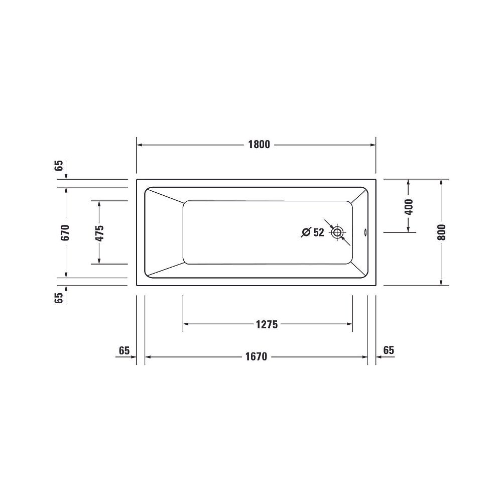 Duravit No.1 Whirlwanne Rechteckig, Einbau, 800x1800x420mm Jet Project, 1 Rück... DURAVIT-760491000JP1000 4063382185693 (Abb. 3)
