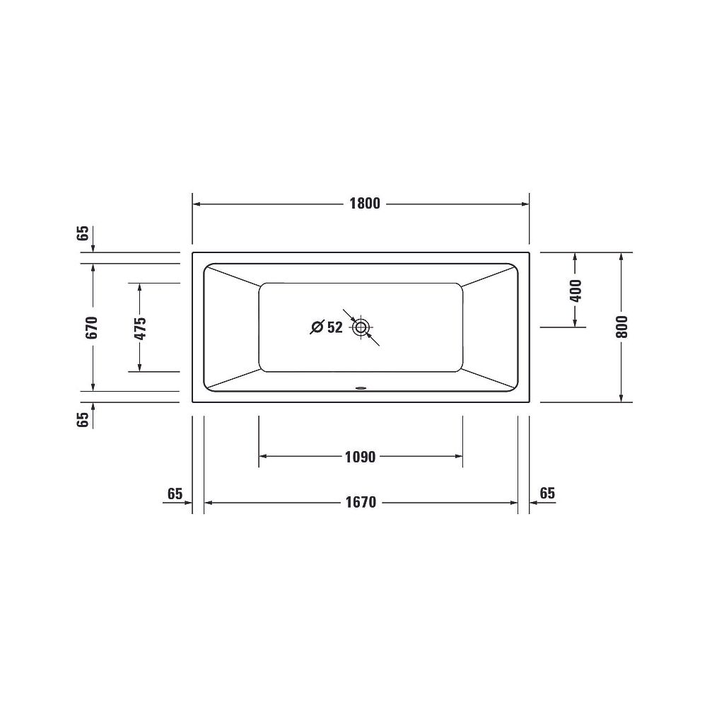 Duravit No.1 Whirlwanne rechteckig Einbau, 800x1800x420mm Jet Project, 2 Rücke... DURAVIT-760492000JP1000 4063382185648 (Abb. 5)
