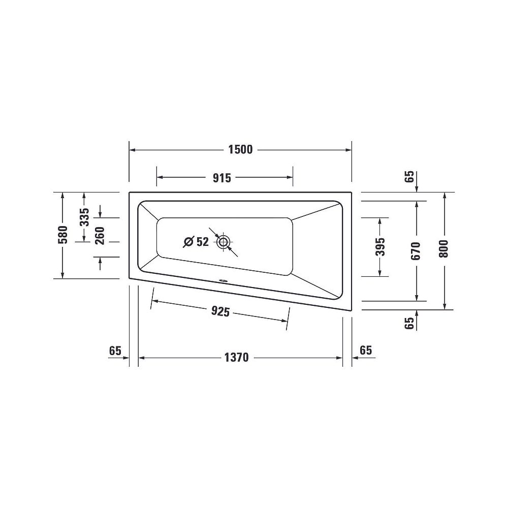 Duravit No.1 Whirlwanne Trapezförmig, Einbau R, 800x1500x480mm, Jet Project, 1... DURAVIT-760505000JP1000 4063382185662 (Abb. 4)