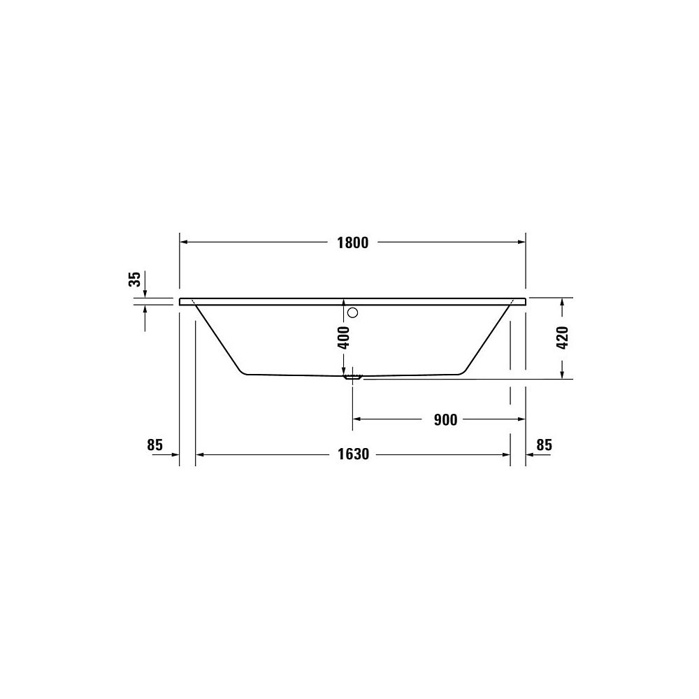 Duravit No.1 Badewanne 420x800x1800mm, 160l, Weiß glänzend, Rechteckig, Einbau... DURAVIT-700492000000000 4063382185419 (Abb. 4)