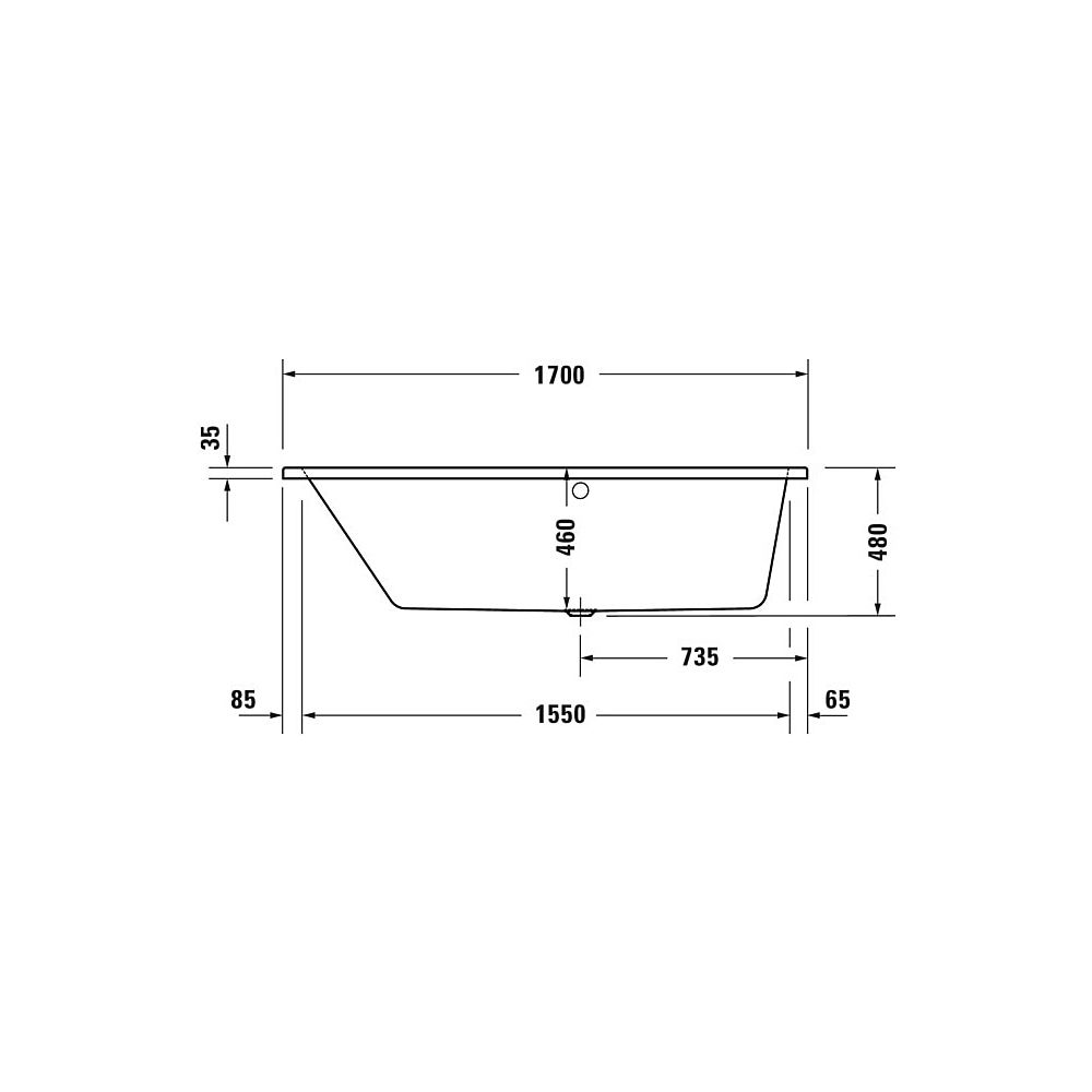 Duravit No.1 Badewanne 480x1000x1700mm, 210l, Weiß glänzend, Trapezförmig, Ei... DURAVIT-700508000000000 4063382185525 (Abb. 12)