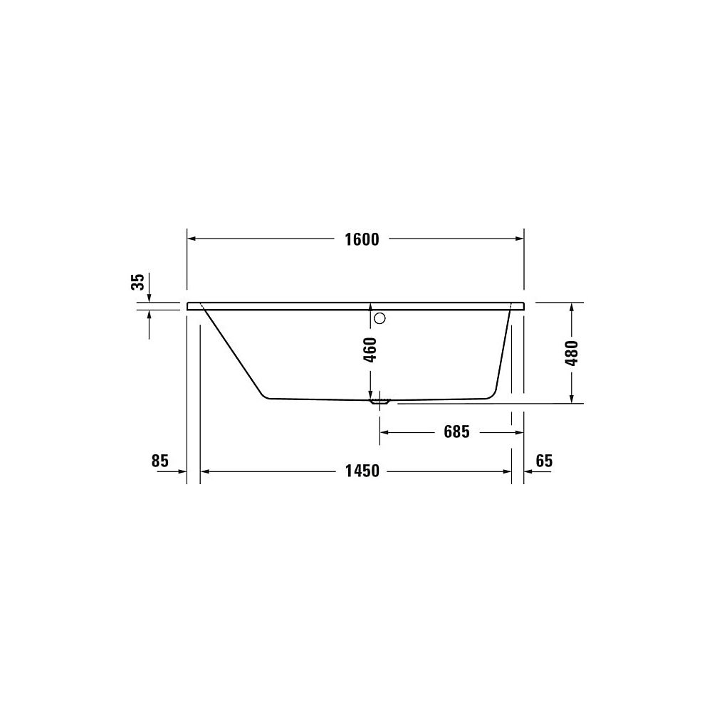 Duravit No.1 Badewanne 480x850x1600mm, 140l, Weiß glänzend, Trapezförmig, Ein... DURAVIT-700506000000000 4063382185501 (Abb. 13)