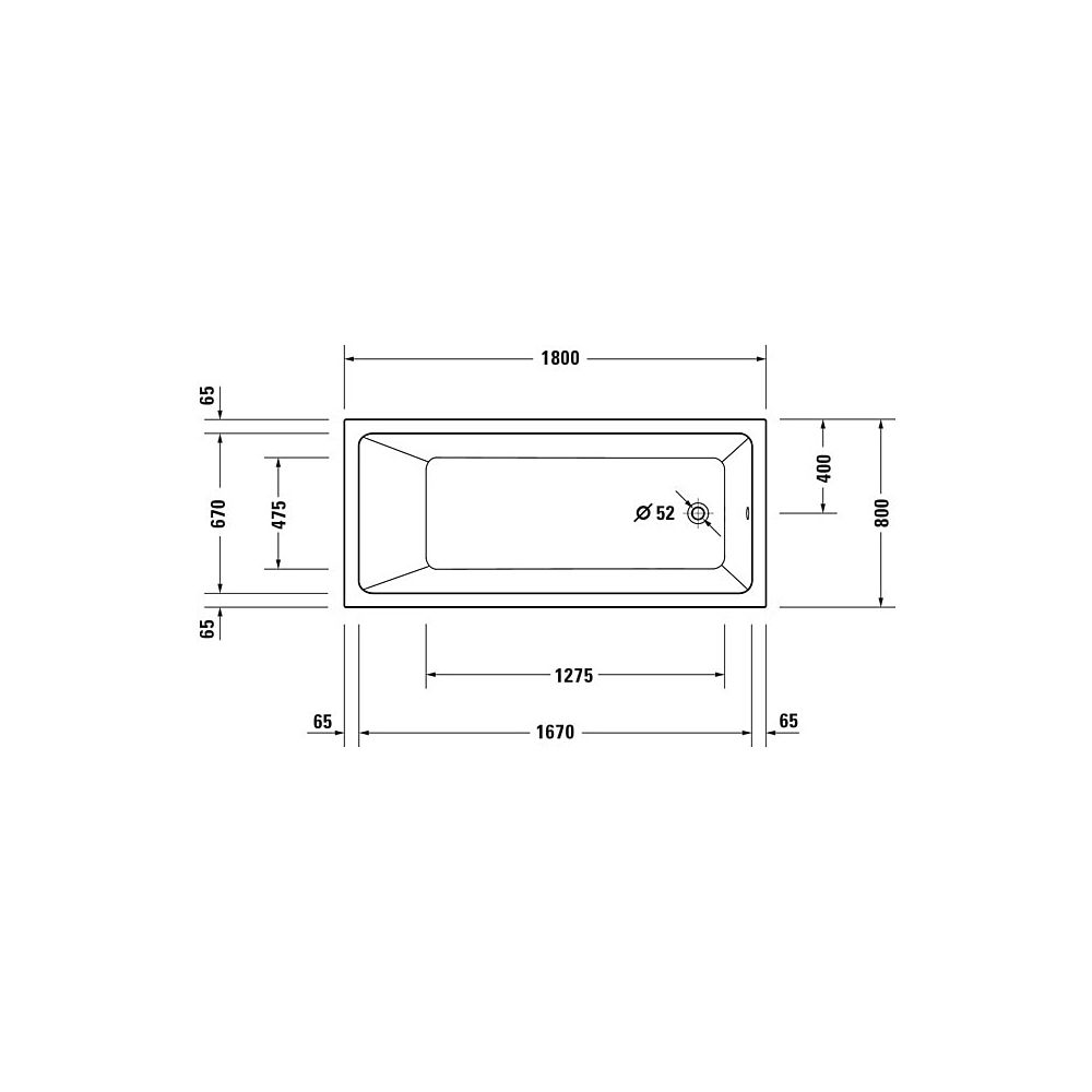 Duravit No.1 Whirlwanne Rechteckig, Einbau, 800x1800x420mm Jet Project, 1 Rück... DURAVIT-760491000JP1000 4063382185693 (Abb. 5)