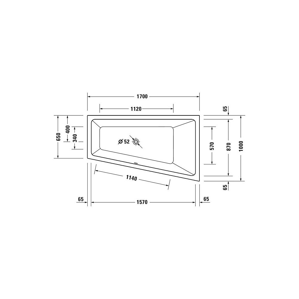 Duravit No.1 Whirlwanne Trapezförmig Einbau Ecke R 1000x1700x480mm Jet Project... DURAVIT-760509000JP1000 4063382185686 (Abb. 4)