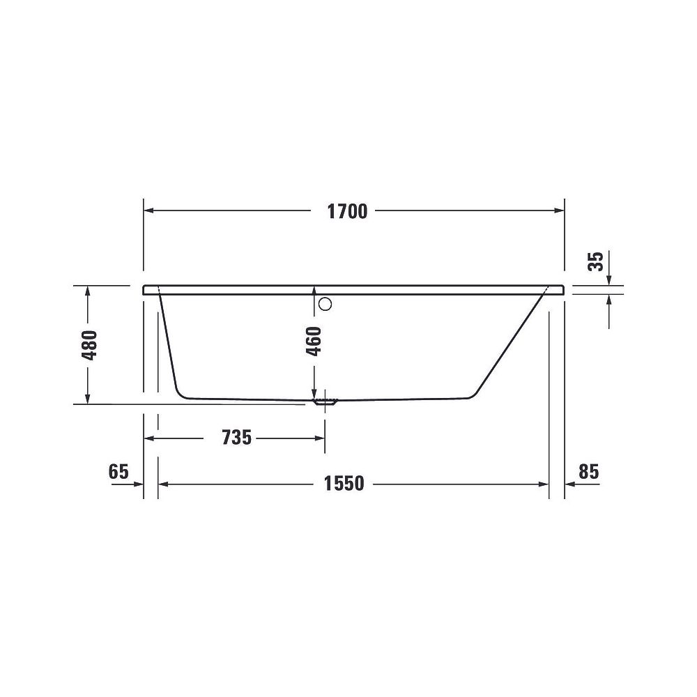 Duravit No.1 Badewanne 480x1000x1700mm, 210l, Weiß glänzend, Trapezförmig, Ein... DURAVIT-700509000000000 4063382185532 (Abb. 5)