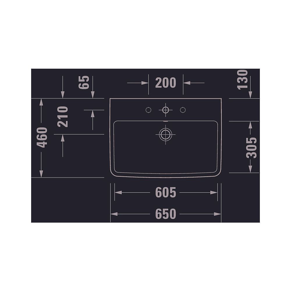 Duravit No.1 Waschtisch 460x650x175mm, Weiß Hochglanz, Rechteckig, 1 Waschplatz/HL... DURAVIT-2375650000 4063382180308 (Abb. 22)