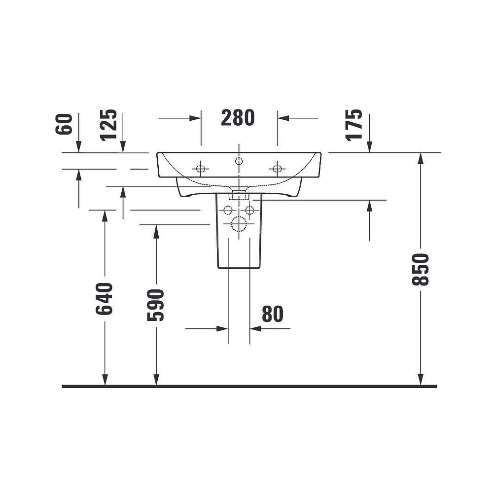 Duravit No.1 Waschtisch 460x600x173mm wandhäng., Weiß Hochglanz, Rechteckig, 1 Was... DURAVIT-2375600000 4063382180179 (Abb. 19)
