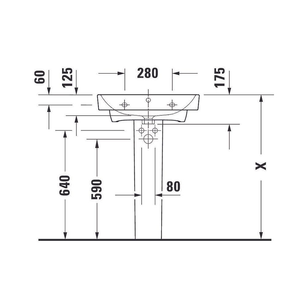 Duravit No.1 Waschtisch 460x600x173mm wandhäng., Weiß Hochglanz, Rechteckig, 1 Was... DURAVIT-2375600000 4063382180179 (Abb. 20)
