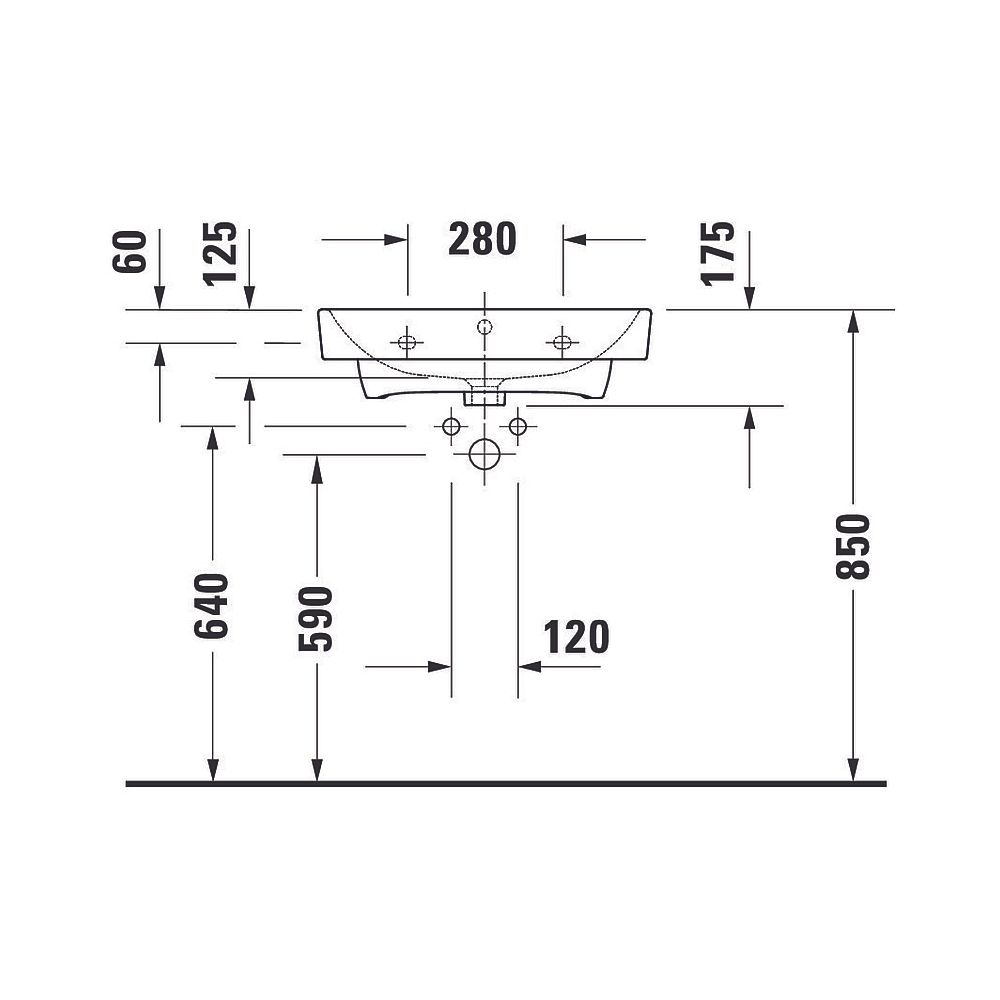 Duravit No.1 Waschtisch 460x600x173mm wandhäng., Weiß Hochglanz, Rechteckig, 1 Was... DURAVIT-2375600000 4063382180179 (Abb. 21)