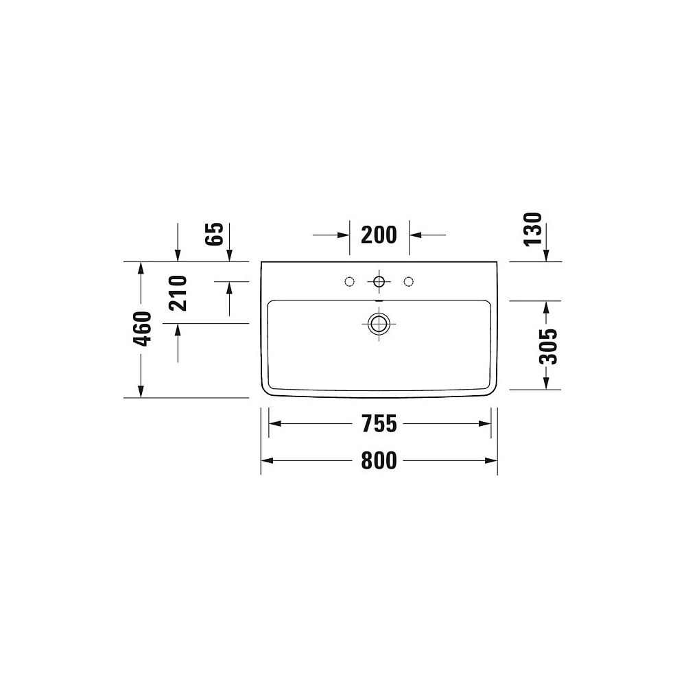 Duravit No.1 Waschtisch 460x800x173mm, Weiß Hochglanz, Rechteckig, 1 Waschplatz/H... DURAVIT-23758000002 4063382181473 (Abb. 30)