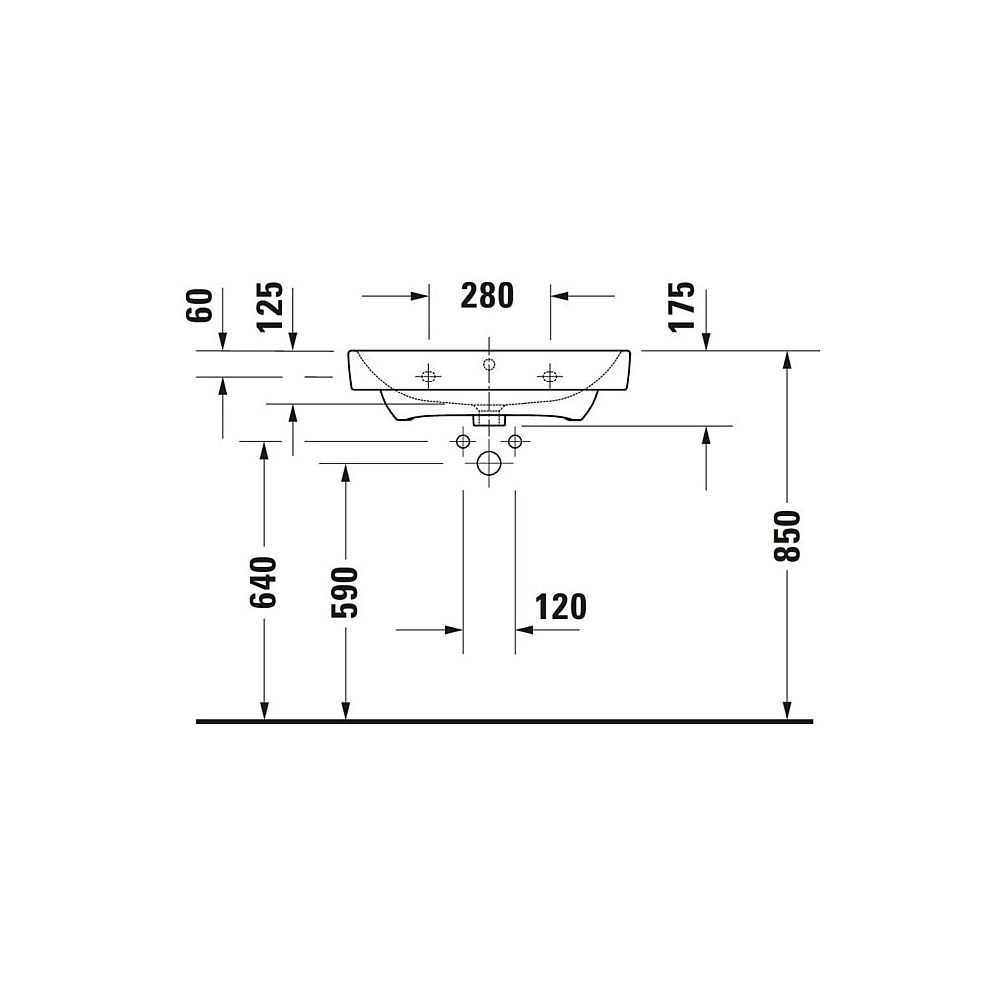 Duravit No.1 Waschtisch 460x650x175mm, Weiß Hochglanz, Rechteckig, 1 Waschplatz/HL... DURAVIT-2375650000 4063382180308 (Abb. 25)