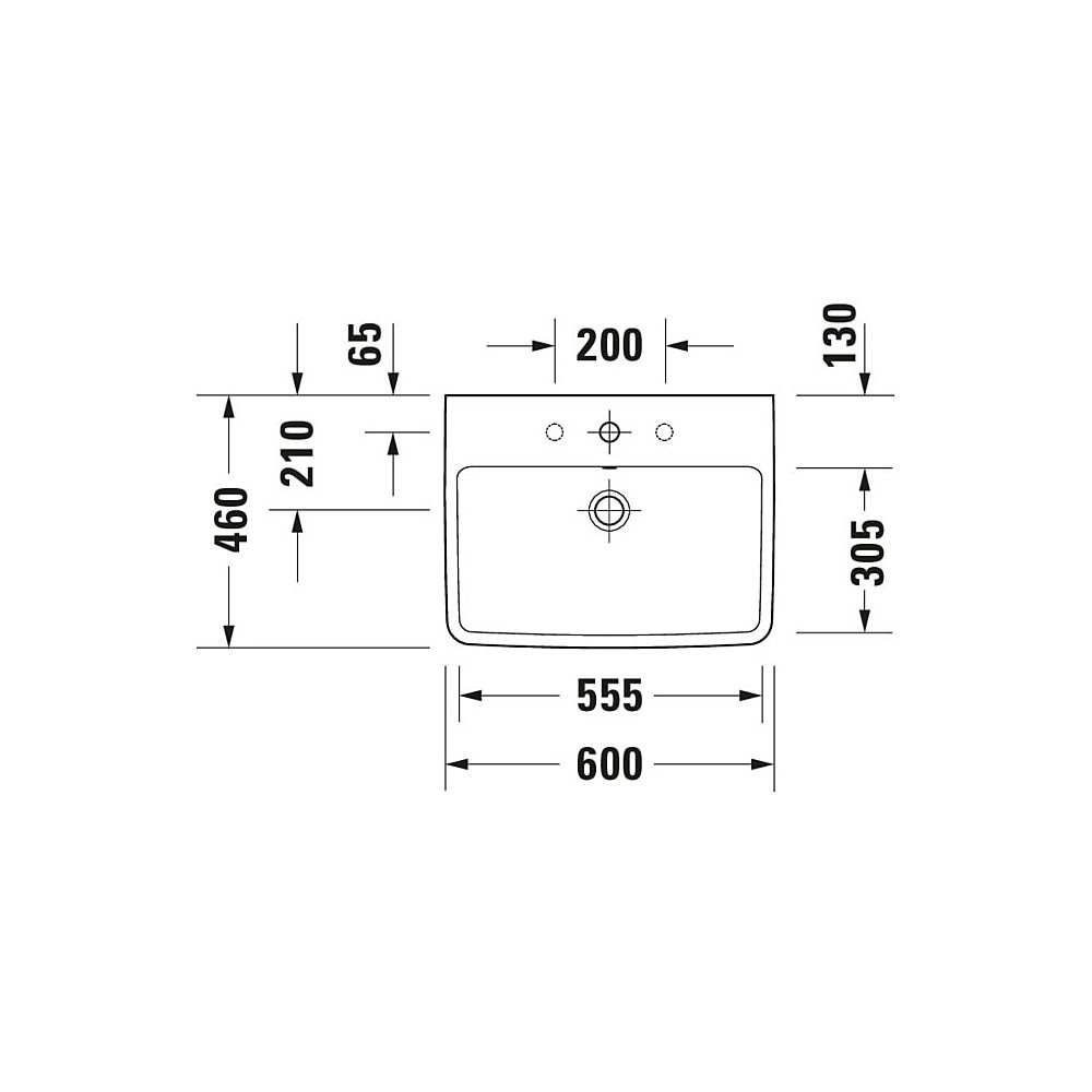 Duravit No.1 Waschtisch 460x600x173mm wandhäng., Weiß Hochglanz, Rechteckig, 1 Was... DURAVIT-2375600000 4063382180179 (Abb. 26)