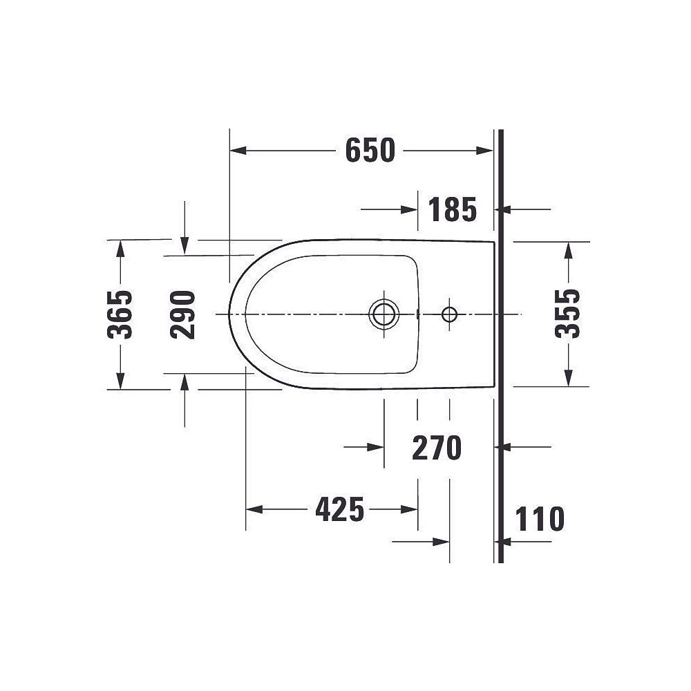 Duravit No.1 Stand Bidet 650x365x400mm, Weiß Hochglanz, 1 HL, mit Überlauf, Back to... DURAVIT-2297100000 4063382180544 (Abb. 5)