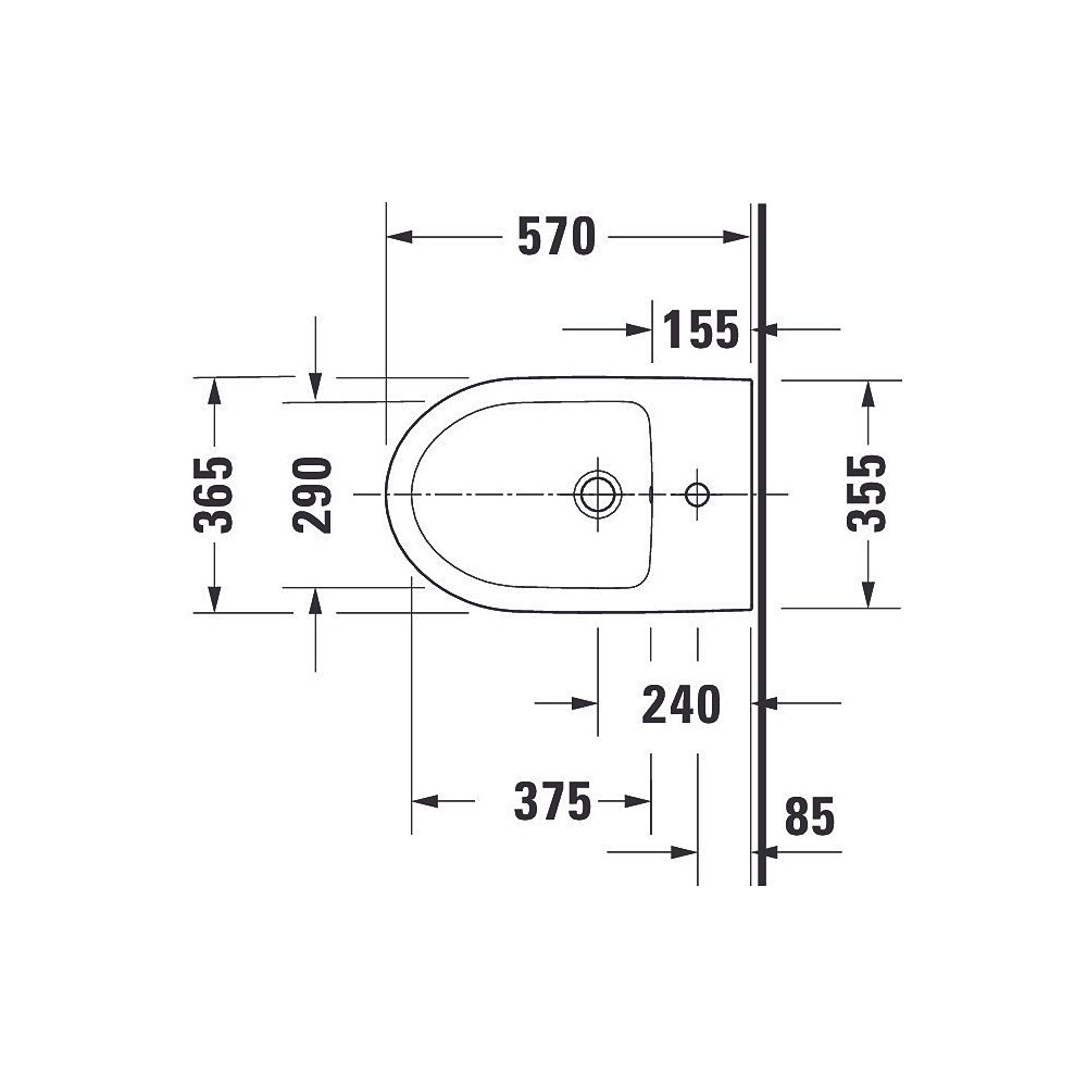 Duravit No.1 Stand Bidet 570x365x400mm, Weiß Hochglanz, 1 HL, mit Überlauf, Back to... DURAVIT-2296100000 4063382166517 (Abb. 4)
