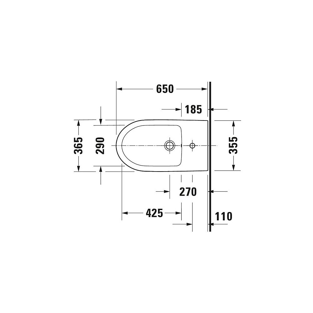 Duravit No.1 Stand Bidet 650x365x400mm, Weiß Hochglanz, 1 HL, mit Überlauf, Back to... DURAVIT-2297100000 4063382180544 (Abb. 9)