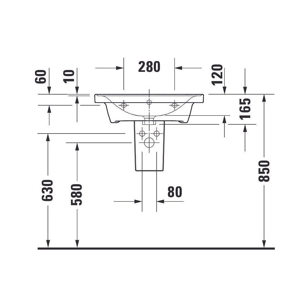 Duravit D-Neo Waschtisch 480x600x165mm wandhängend, Weiß Hochglanz, Rechteckig, 1 W... DURAVIT-2367600060 4063382167279 (Abb. 2)