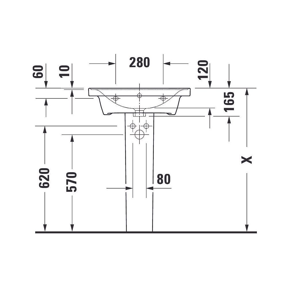 Duravit D-Neo Waschtisch 480x600x165mm wandhängend, Weiß Hochglanz, Rechteckig, 1 W... DURAVIT-2367600060 4063382167279 (Abb. 3)
