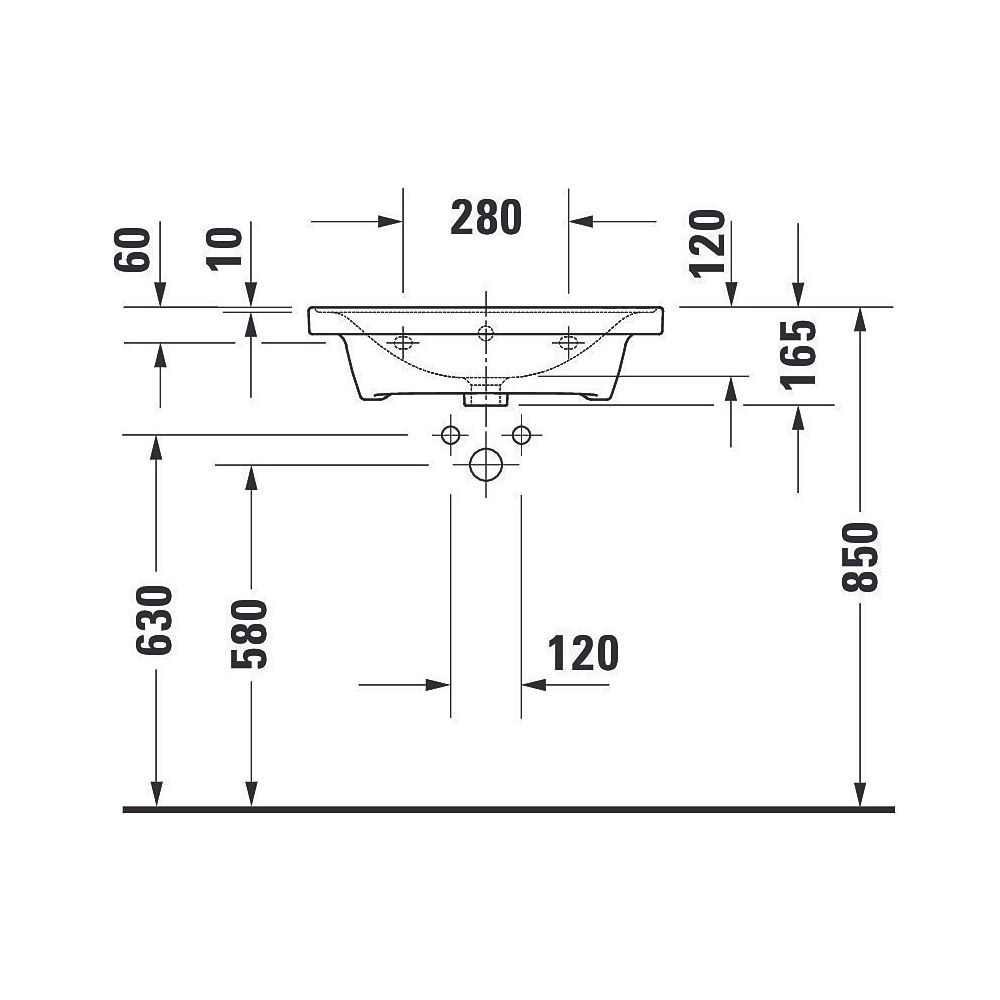 Duravit D-Neo Waschtisch 480x600x165mm wandhängend, Weiß Hochglanz, Rechteckig, 1 W... DURAVIT-2367600060 4063382167279 (Abb. 5)