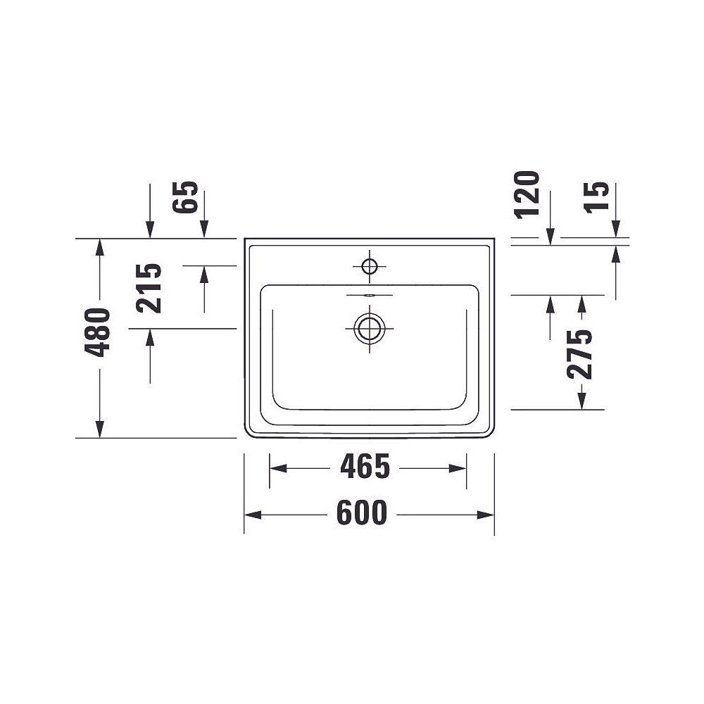 Duravit D-Neo Waschtisch 480x600x165mm wandhängend, Weiß Hochglanz, Rechteckig, 1 W... DURAVIT-2367600060 4063382167279 (Abb. 6)