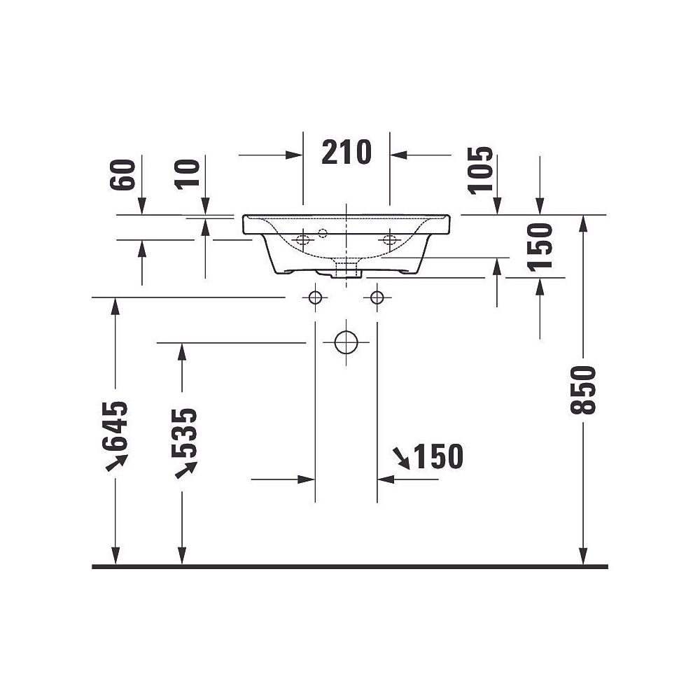 Duravit D-Neo Handwaschbecken 400x500x150mm, Weiß Hochglanz, Rechteckig, 1 Waschpla... DURAVIT-0742500060 4063382167231 (Abb. 2)