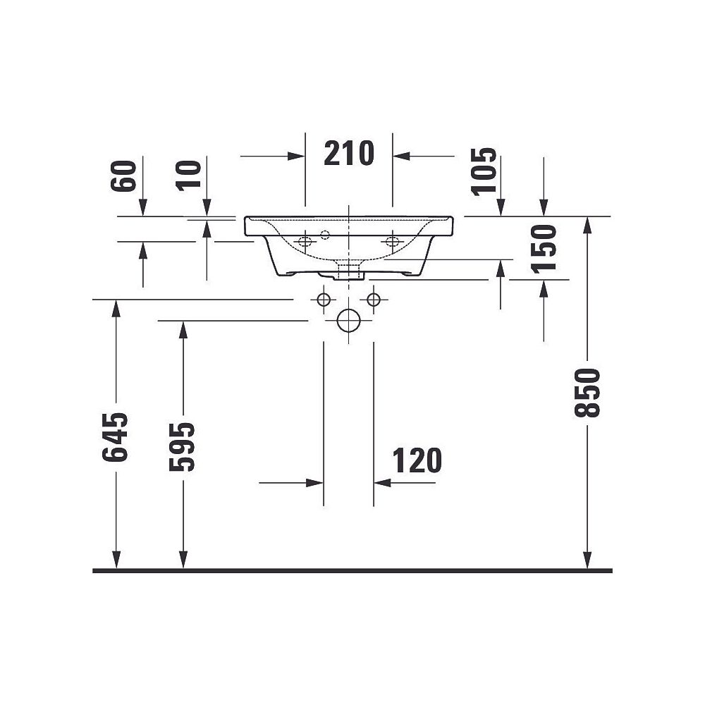 Duravit D-Neo Handwaschbecken 400x500x150mm, Weiß Hochglanz, Rechteckig, 1 Waschpla... DURAVIT-0742500060 4063382167231 (Abb. 3)