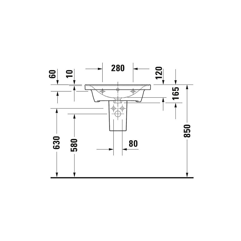 Duravit D-Neo Waschtisch 480x600x165mm wandhängend, Weiß Hochglanz, Rechteckig, 1 W... DURAVIT-2367600060 4063382167279 (Abb. 7)
