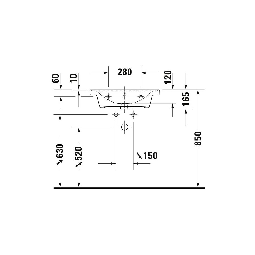Duravit D-Neo Waschtisch 480x600x165mm wandhängend, Weiß Hochglanz, Rechteckig, 1 W... DURAVIT-2367600060 4063382167279 (Abb. 9)