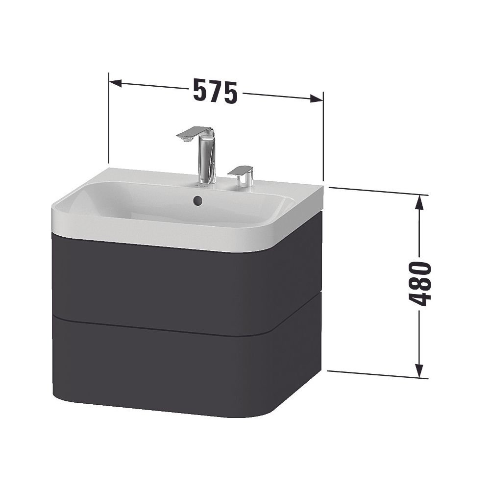 Duravit Happy D.2 Waschtisch-Set C-shaped wh Dekor, 490x575x480mm Nachtblau Seiden... DURAVIT-HP4345E9898 4063382002716 (Abb. 2)