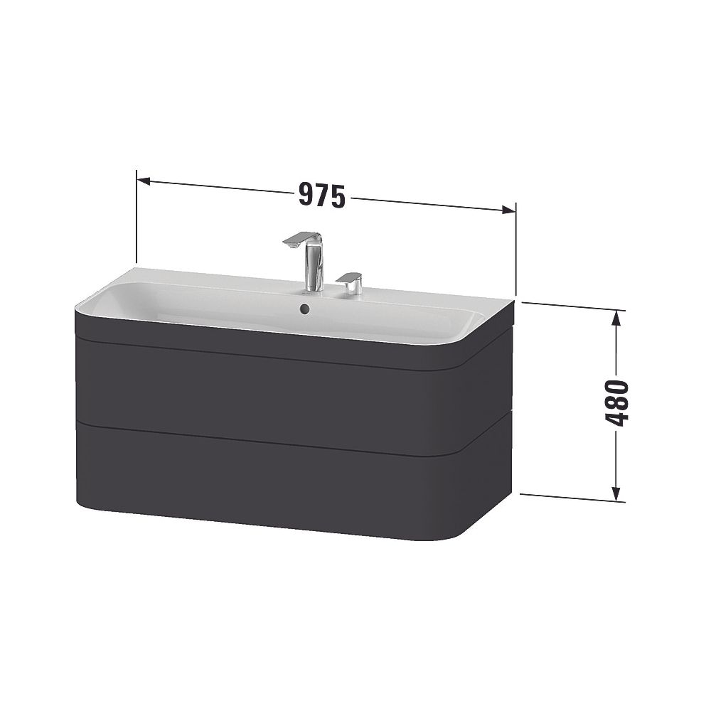 Duravit Happy D.2 Waschtisch-Set C-bonded wh Lack 490x975x480mm, 2 Schubkästen, We... DURAVIT-HP4638N8484 4067116031874 (Abb. 2)