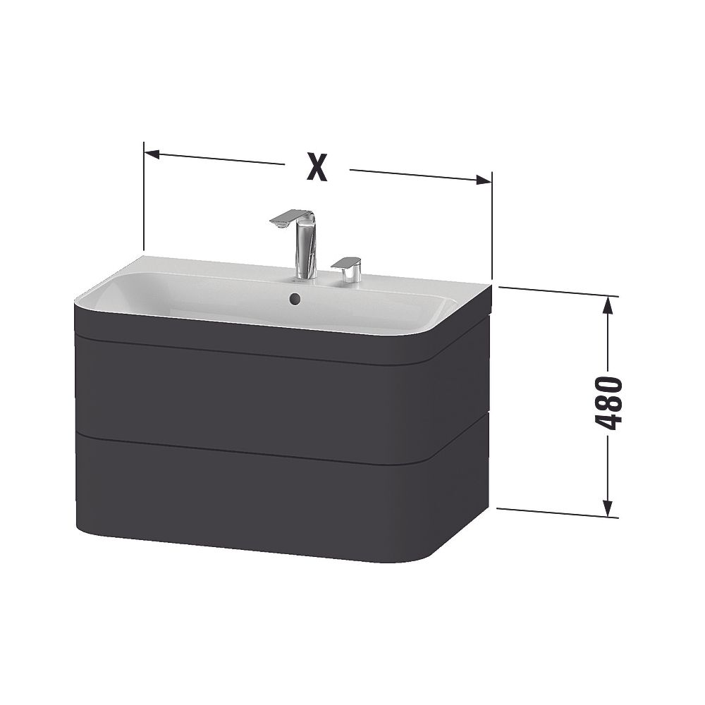 Duravit Happy D.2 Waschtisch-Set C-bonded wh Lack 490x775x480mm, 2 Schubkästen, Ta... DURAVIT-HP4637N8383 4067116022803 (Abb. 2)