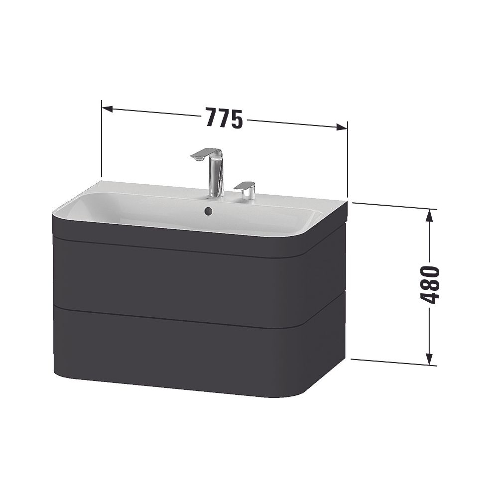 Duravit Happy D.2 Waschtisch-Set C-bonded wh Lack 490x775x480mm, 2 Schubkästen, Ta... DURAVIT-HP4637N8383 4067116022803 (Abb. 3)