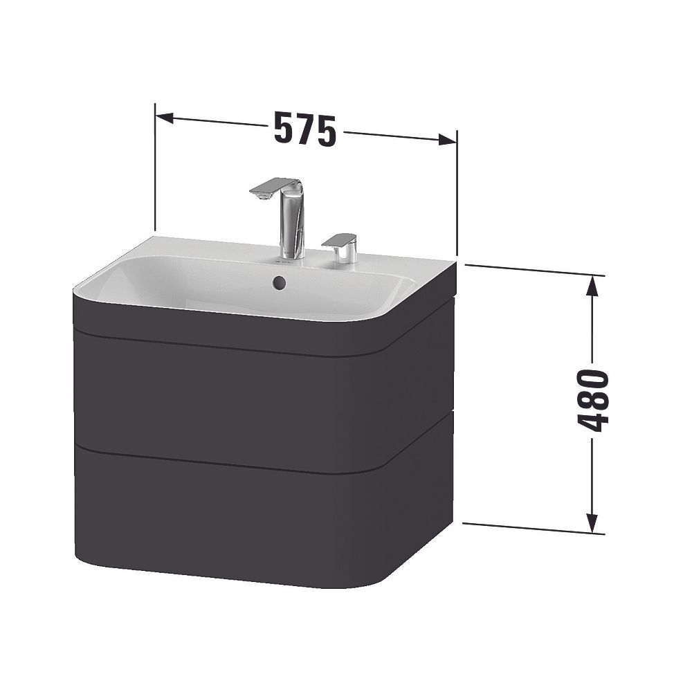 Duravit Happy D.2 Waschtisch-Set C-bonded wh Dekor, 490x575x480mm Steingrau Seiden... DURAVIT-HP4635E9292 4053424978338 (Abb. 2)