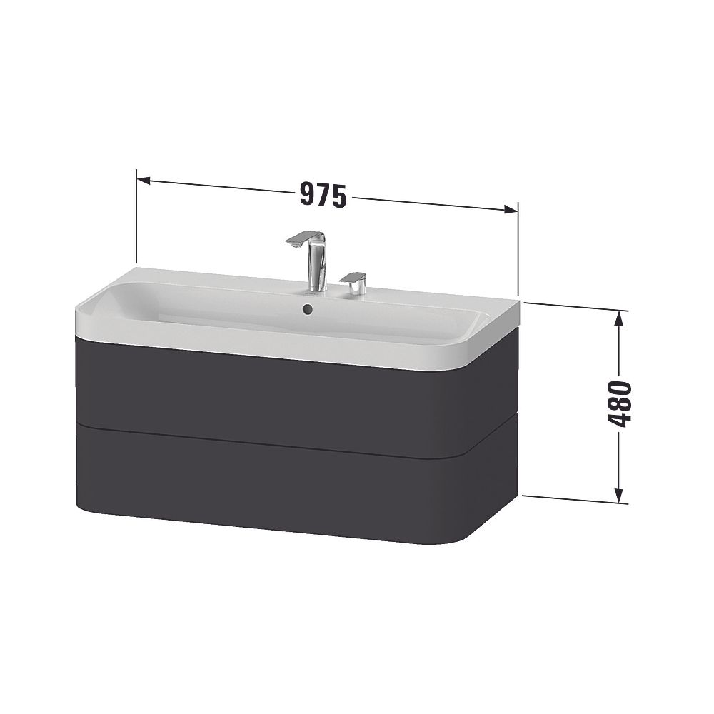Duravit Happy D.2 Waschtisch-Set C-shaped wh Lack, 490x975x480mm Weiß Seidenmatt, ... DURAVIT-HP4348O3636 4063382003379 (Abb. 2)