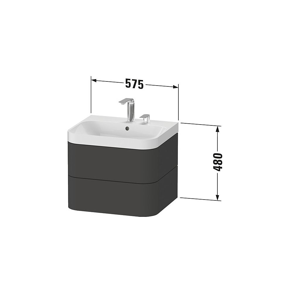 Duravit Happy D.2 Waschtisch-Set C-shaped wh Dekor, 490x575x480mm Nachtblau Seiden... DURAVIT-HP4345E9898 4063382002716 (Abb. 3)