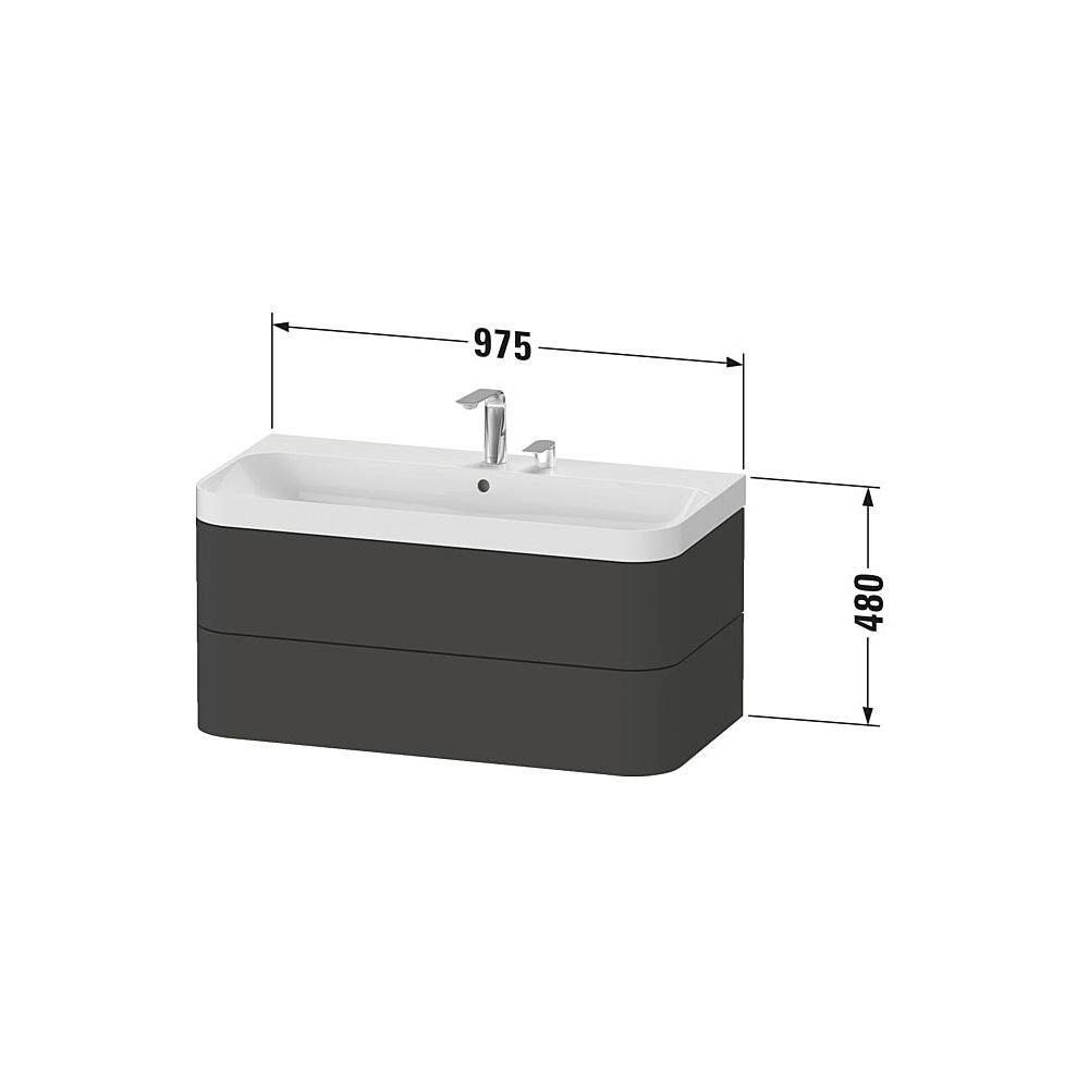 Duravit Happy D.2 Waschtisch-Set C-shaped wh Lack, 490x975x480mm Weiß Seidenmatt, ... DURAVIT-HP4348O3636 4063382003379 (Abb. 3)