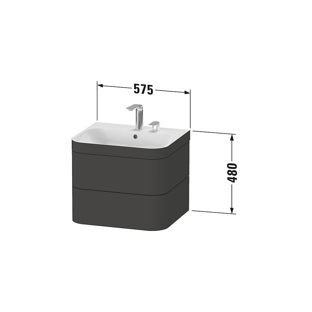 Duravit Happy D.2 Waschtisch-Set C-bonded wh Dekor, 490x575x480mm Steingrau Seiden... DURAVIT-HP4635E9292 4053424978338 (Abb. 3)