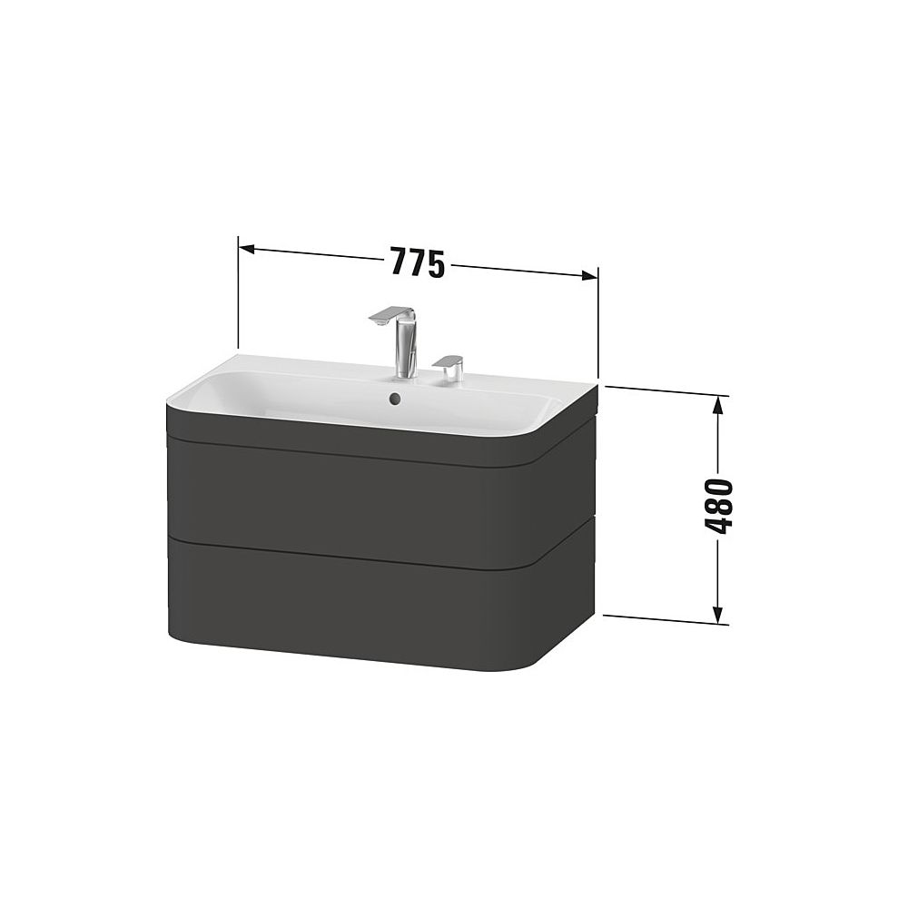Duravit Happy D.2 Waschtisch-Set C-bonded wh Lack 490x775x480mm, 2 Schubkästen, Ta... DURAVIT-HP4637N8383 4067116022803 (Abb. 4)