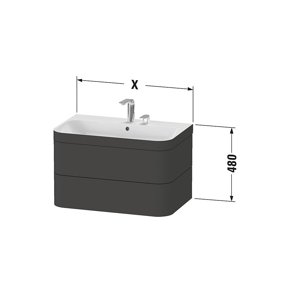 Duravit Happy D.2 Waschtisch-Set C-bonded wh Lack 490x775x480mm, 2 Schubkästen, Ta... DURAVIT-HP4637N8383 4067116022803 (Abb. 5)