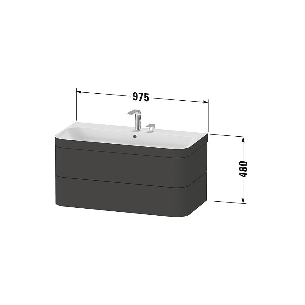 Duravit Happy D.2 Waschtisch-Set C-bonded wh Lack 490x975x480mm, 2 Schubkästen, We... DURAVIT-HP4638N8484 4067116031874 (Abb. 3)