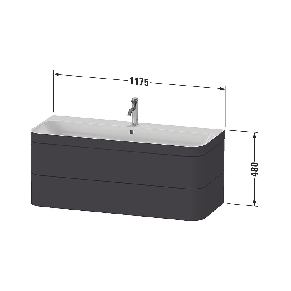 Duravit Happy D.2 Waschtisch-Set C-bonded wh Lack, 490x1175x480mm Leinen Matt,... DURAVIT-HP4639O75750000 4063382209054 (Abb. 2)