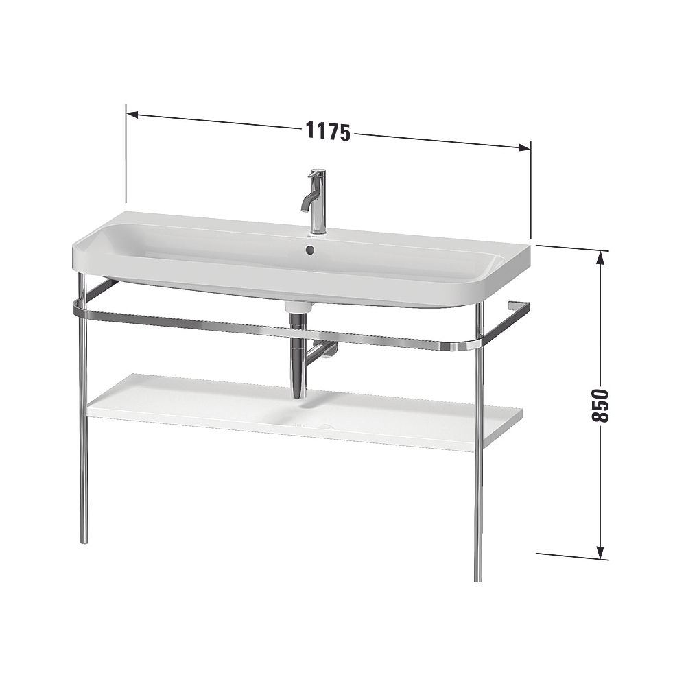 Duravit Happy D.2 Waschtisch-Set C-shaped Metallkonsole 490x1175x850mm, Taupe ... DURAVIT-HP4839O83830000 4067116020403 (Abb. 2)