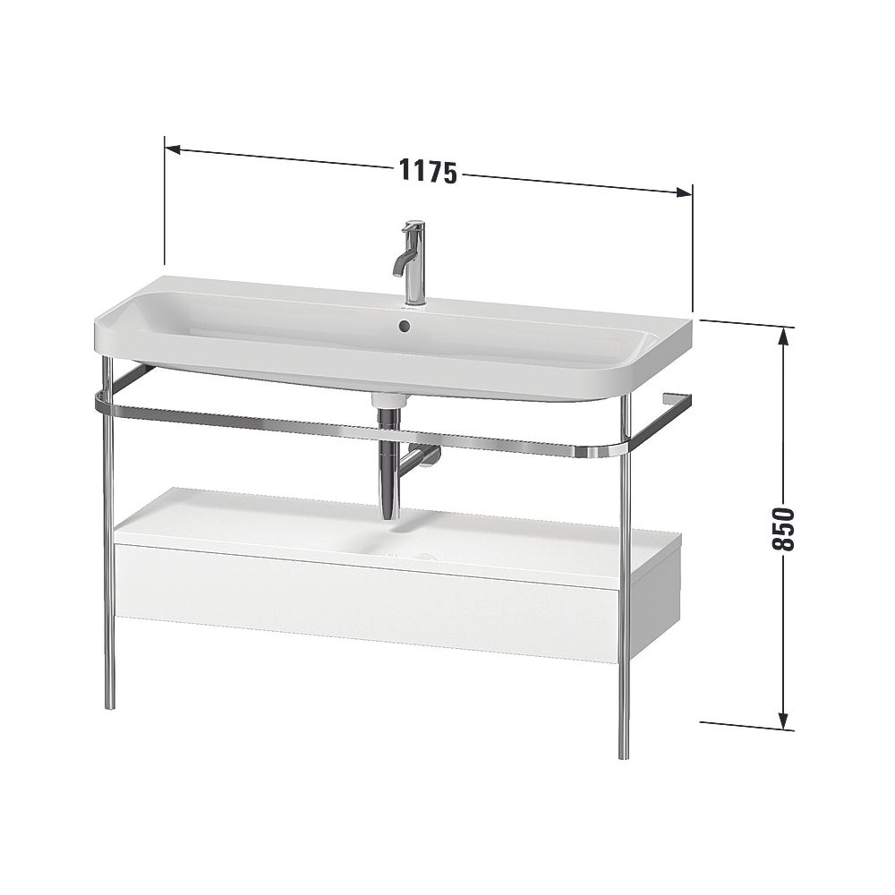 Duravit Happy D.2 Waschtisch-Set C-shaped Metallkonsole, SK Dekor, 490x1175x85... DURAVIT-HP4844E84840000 4067116029338 (Abb. 2)